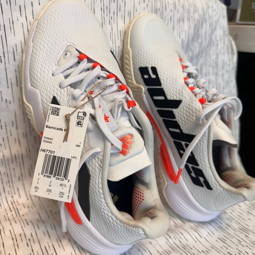 Adidas White and Orange Tennis Shoes